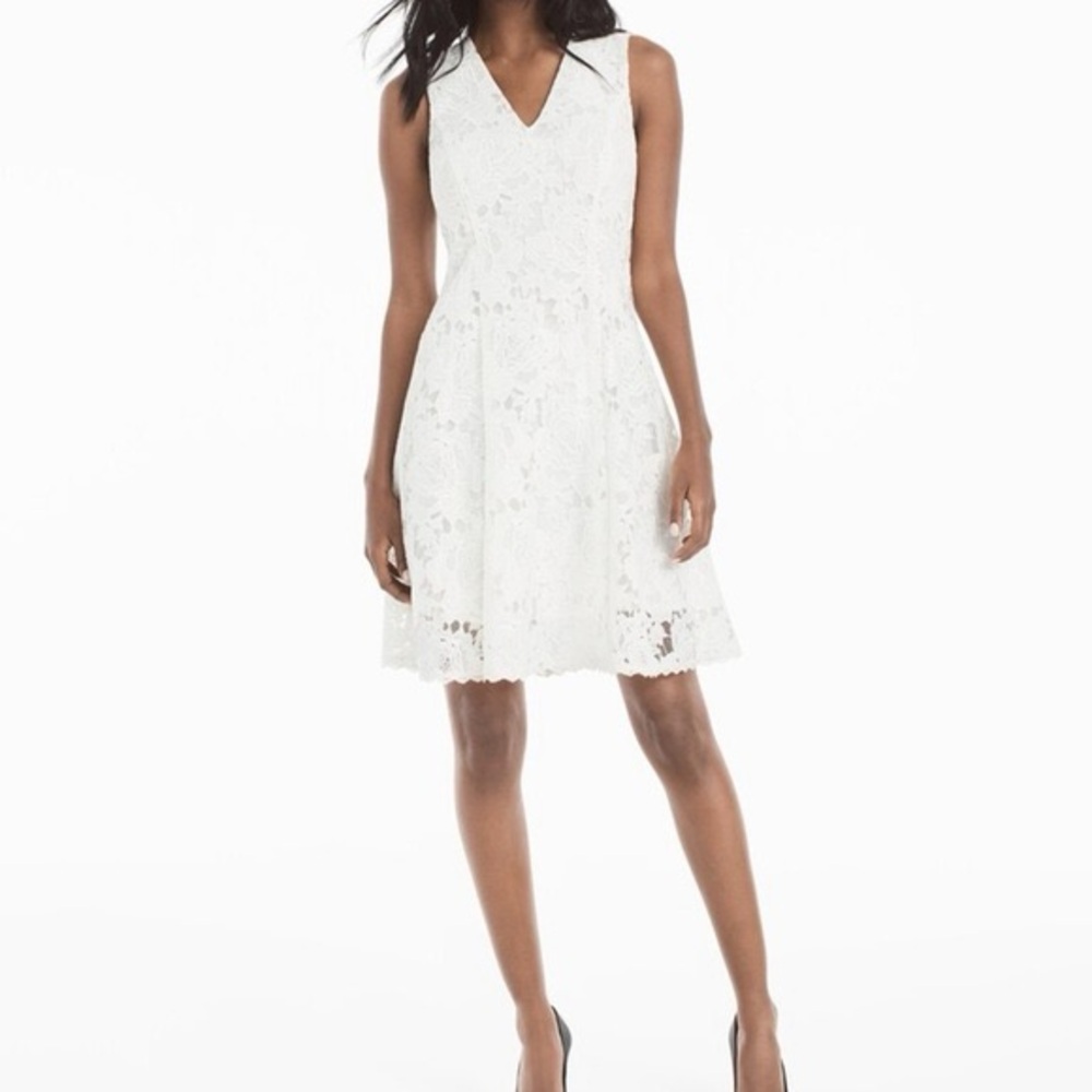 Trina Turk White Floral Daisy Lace Pleated Dress with Pockets - Size 6